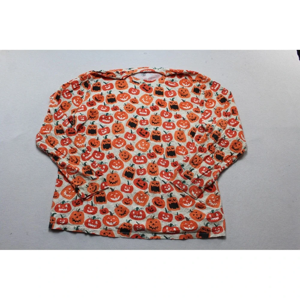 PJ Place Pajama Top Womens Extra Large Orange Excellent Jack-O-Lantern Print
